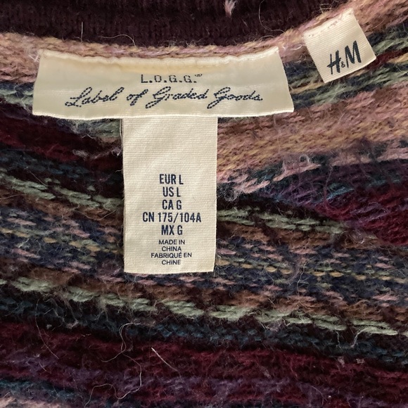 H&M Vintage Striped Wool Sweater L - Picture 3 of 3